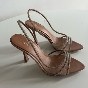 Zara Women's Tan Strappy Heels